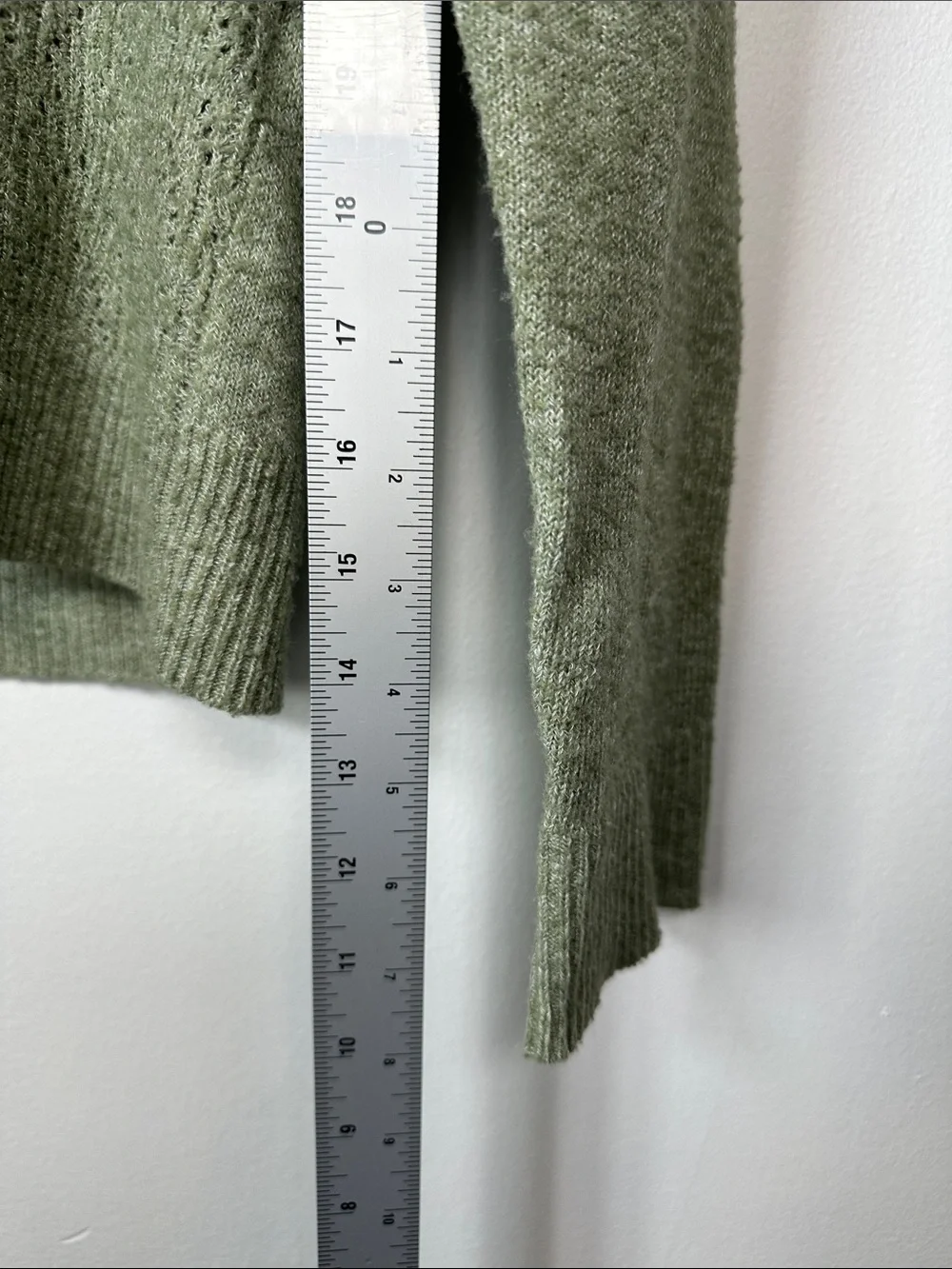 Market & Spruce Henley Sweater Pointelle Knit Size M Sage Green Preppy Fall Cozy